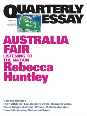 cover image of Quarterly Essay 73 Australia Fair